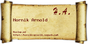 Hornik Arnold névjegykártya